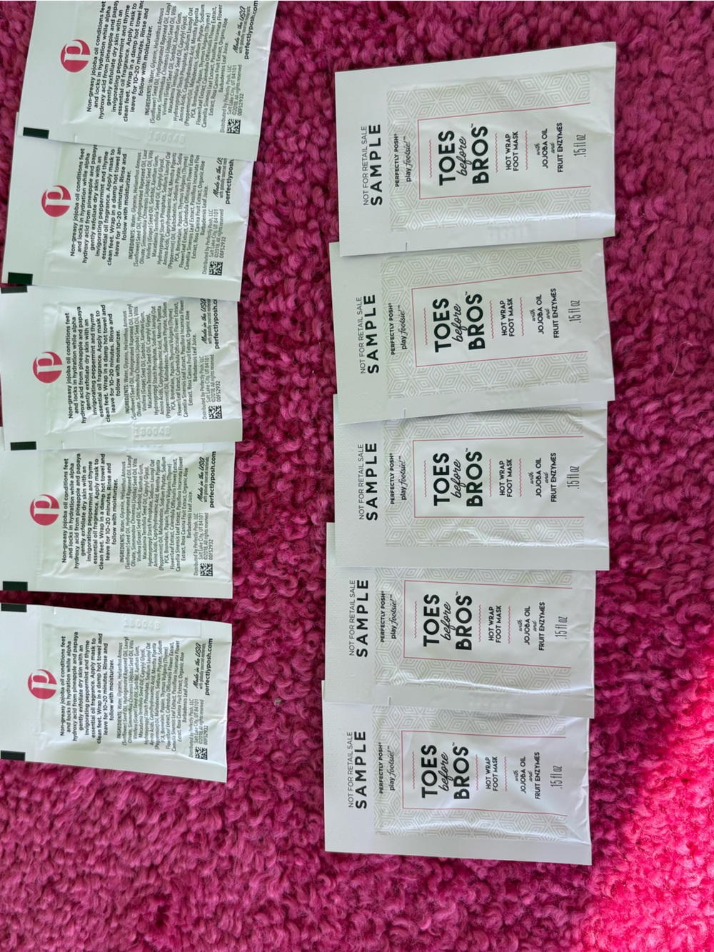 Perfectly Posh Sample Toes Before Bros Hot Foot Treatment set of 5.